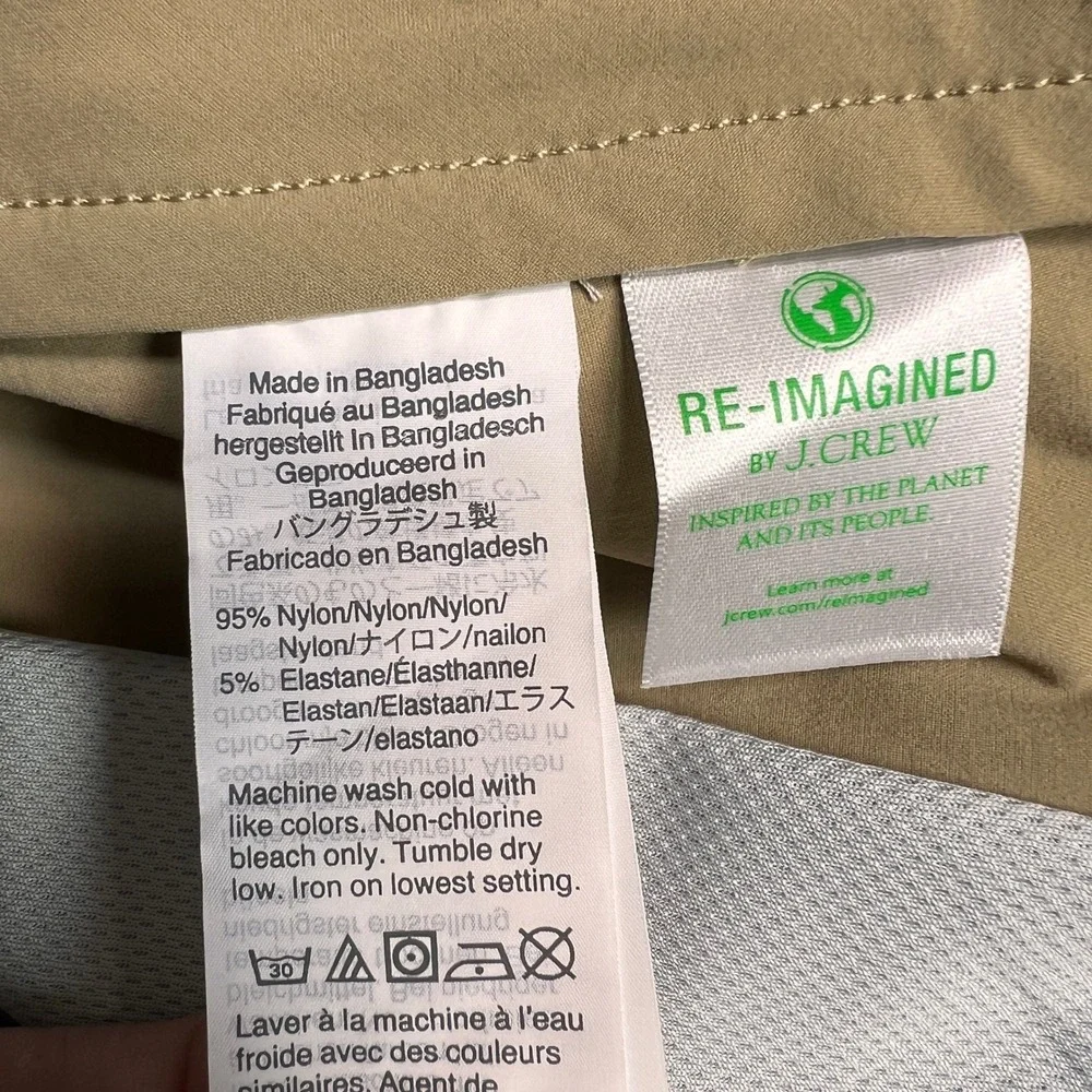 J. Crew 484 Slim Stretch Tech Pants Men 30x32 Khaki Water Resistant Commuter NWT